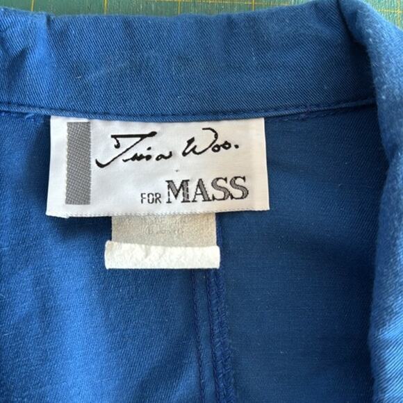 Vintage Tina Woo for Mass Blue Embellished Jacket One Button Pockets sz XL - Picture 3 of 6
